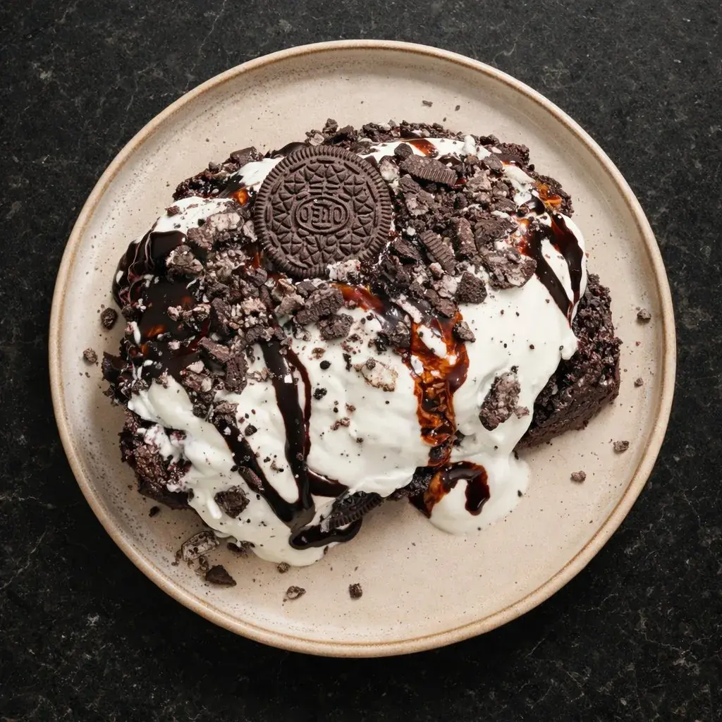 Oreo protein cake, sliced