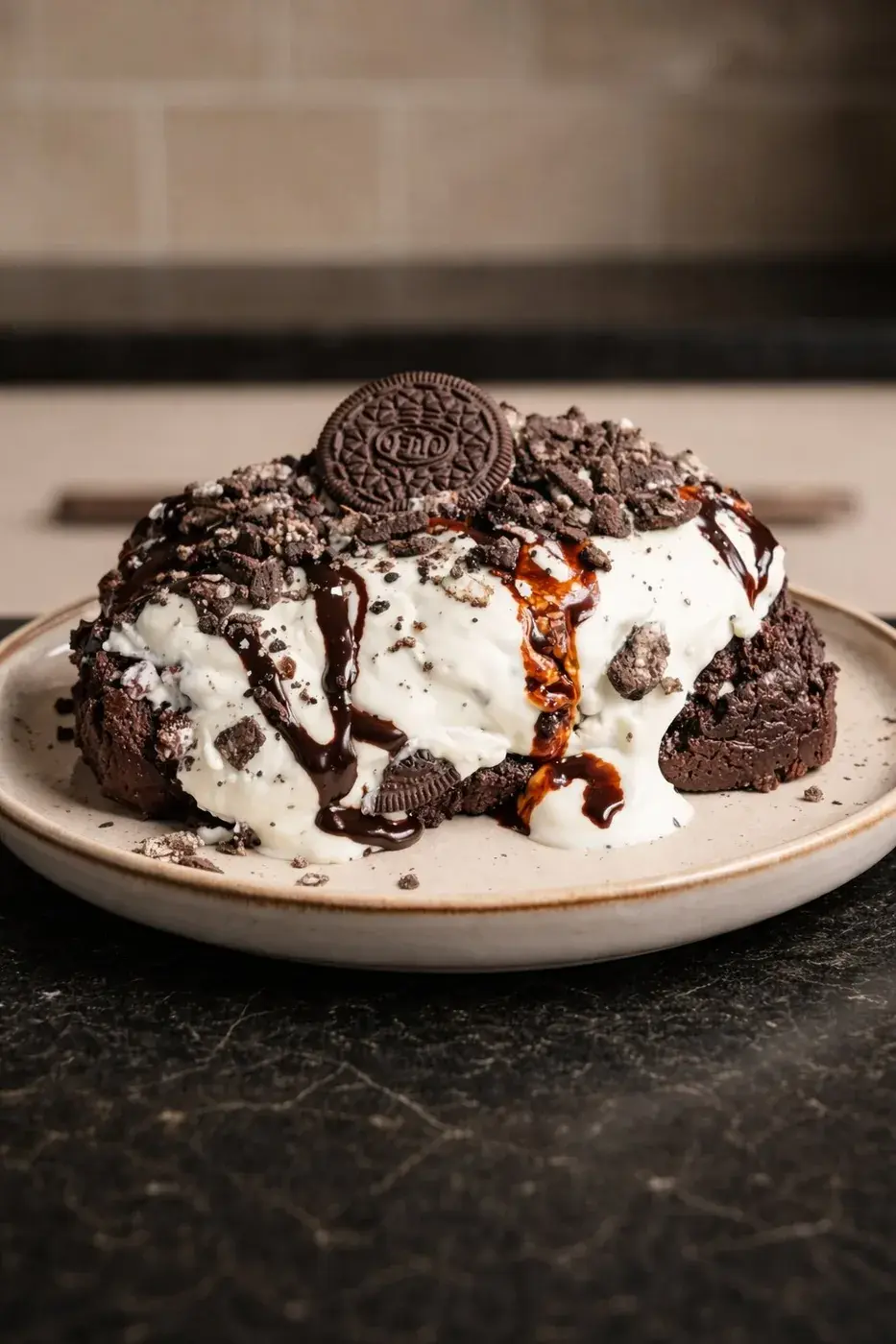 Oreo protein cake, close detail