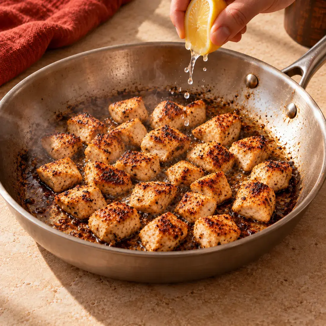 Greek Bowl, step 3: Sear chicken