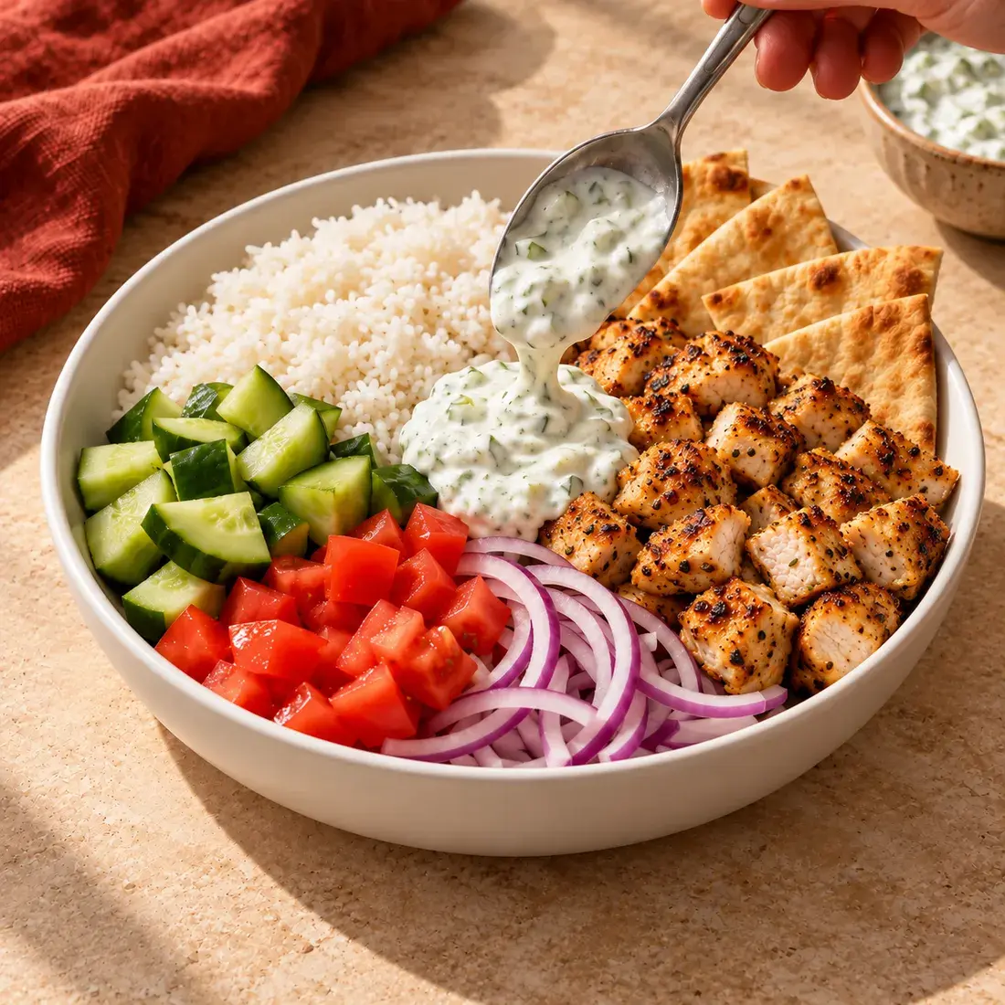 Greek Bowl, step 4: Build bowl