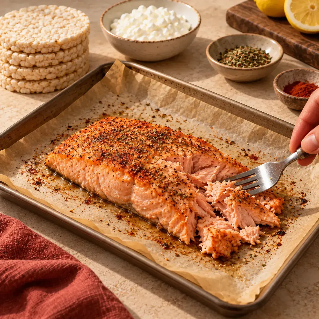 Omega Stack, step 1: Bake the salmon