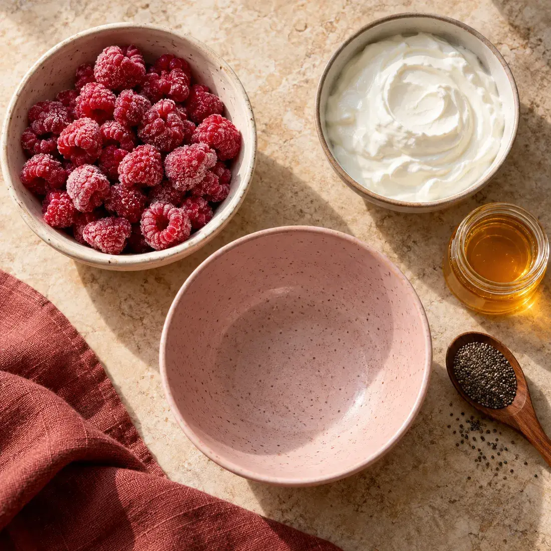 Pink Bowl: the ingredients laid out